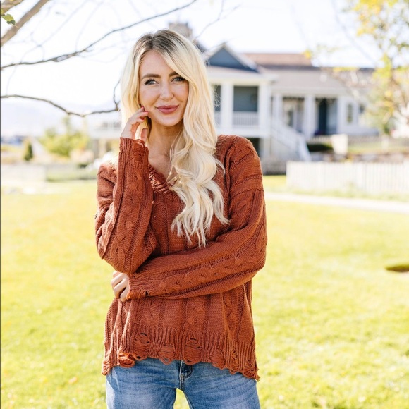 LAST ONE Rustic Retreat Cable Knit Sweater - Picture 4 of 8